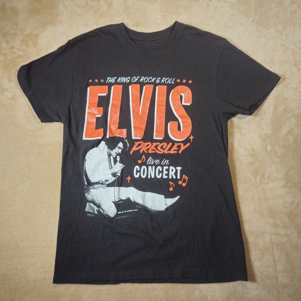 Elvis Presley King of Rock & Roll Live in Concert Black Cotton Womens Size Small